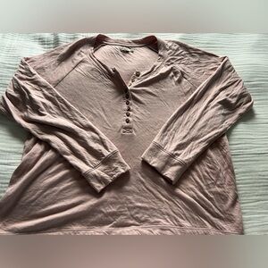 Faherty Cloud Cotton Henley Shirt Top Mauve Pink XL